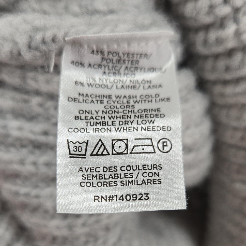 LOFT Heather Light Gray Ribbed Scoopneck Balloon Sleeve Sweater Size XL - Picture 5 of 6